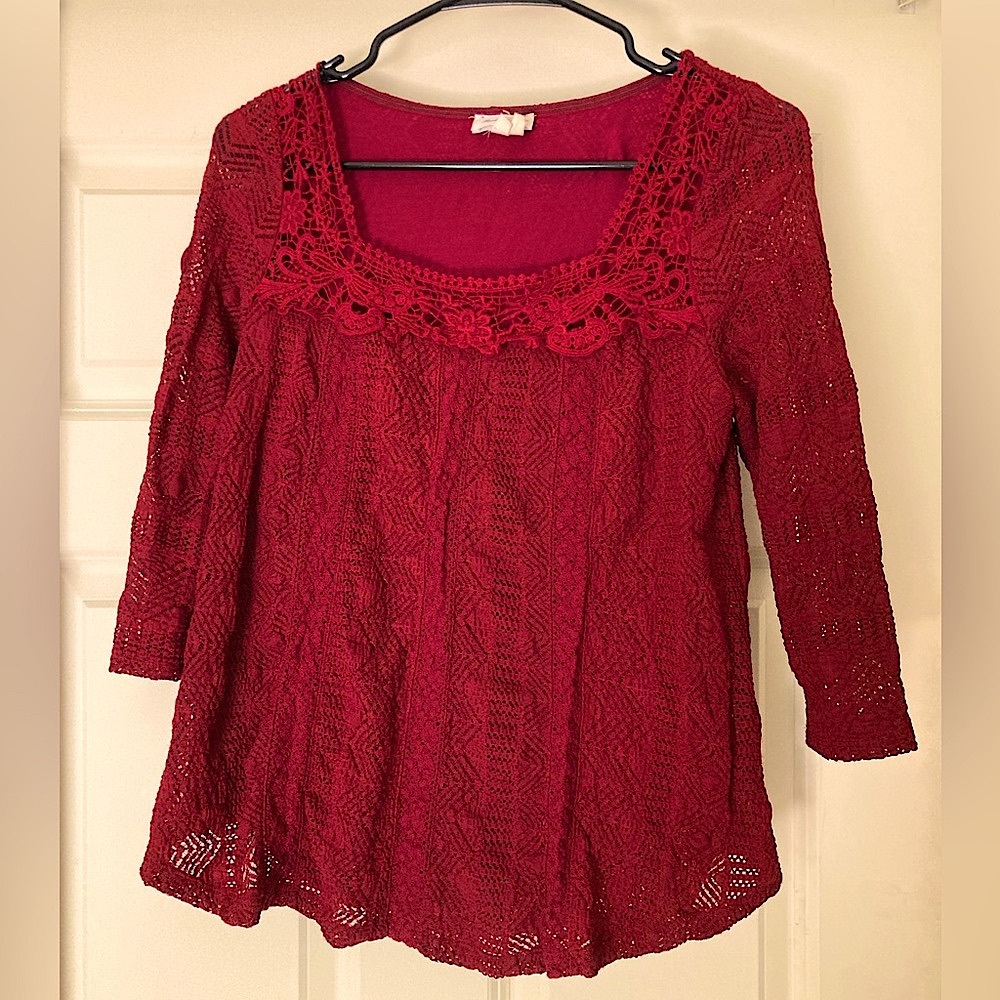 Meadow Rue (Anthropologie) small red blouse